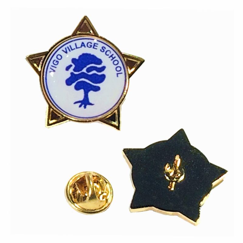 Superior Badge 18mm star gold clutch and printed dome